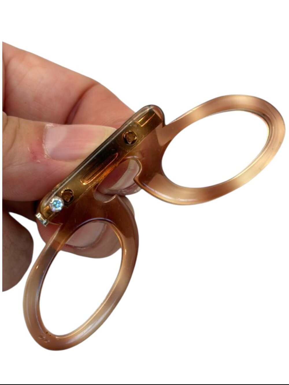 Vintage Lucite Eyeglasses Brooch Tortoise Novelty Pin